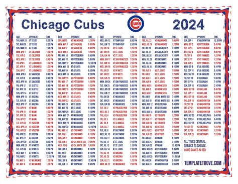 chicago cubs home schedule 2024